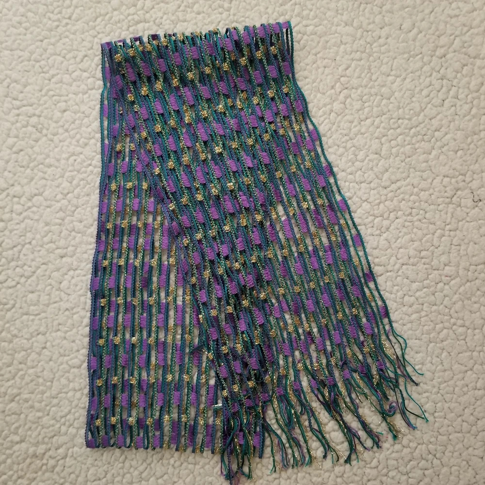 Purple & Teal Open Weave Glitter Scarf Wrap